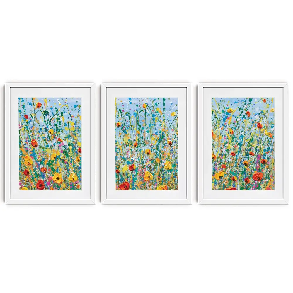 Blue Meadow Framed Art Print Trio Blue Meadow Framed Art Print Trio wall art product Olga Tkachyk