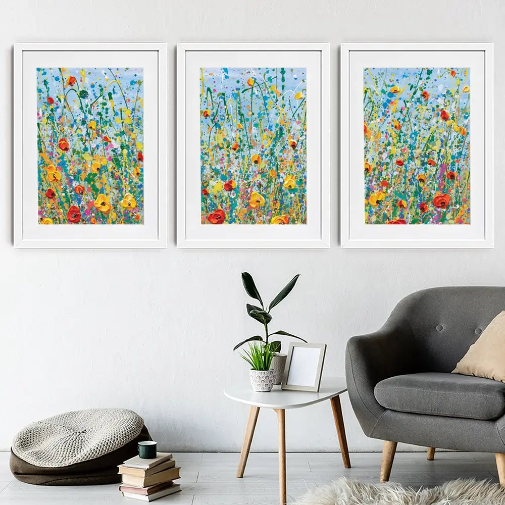 Blue Meadow Framed Art Print Trio Blue Meadow Framed Art Print Trio wall art product Olga Tkachyk