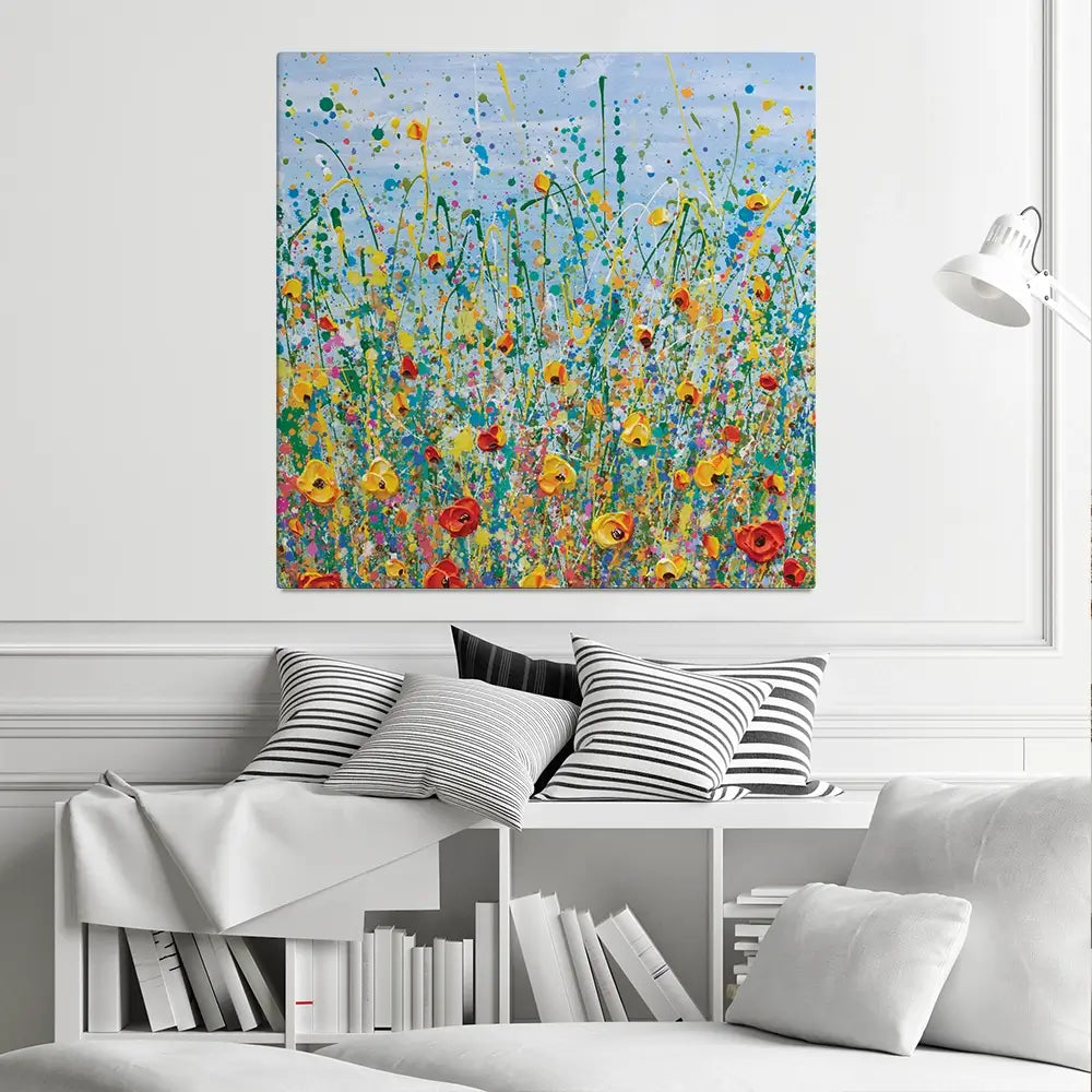 Blue Meadow Square Canvas Print Blue Meadow Square Canvas Print wall art product Olga Tkachyk