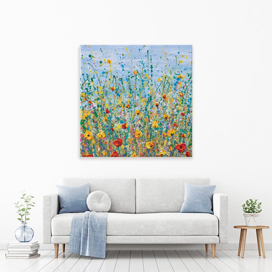 Blue Meadow Square Canvas Print wall art product Olga Tkachyk