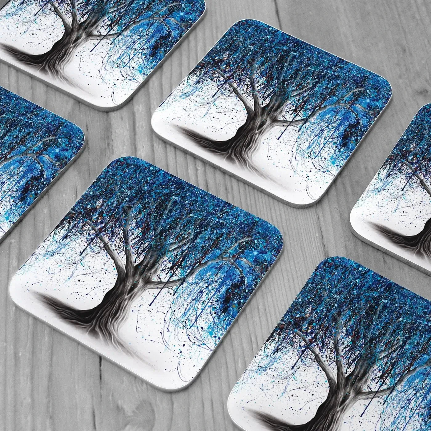 Blue Midnight Tree Coaster Set Rainbow Soul Tree Coaster Set | Rainbow Soul Tree Art Coasters wall art product Ashvin Harrison