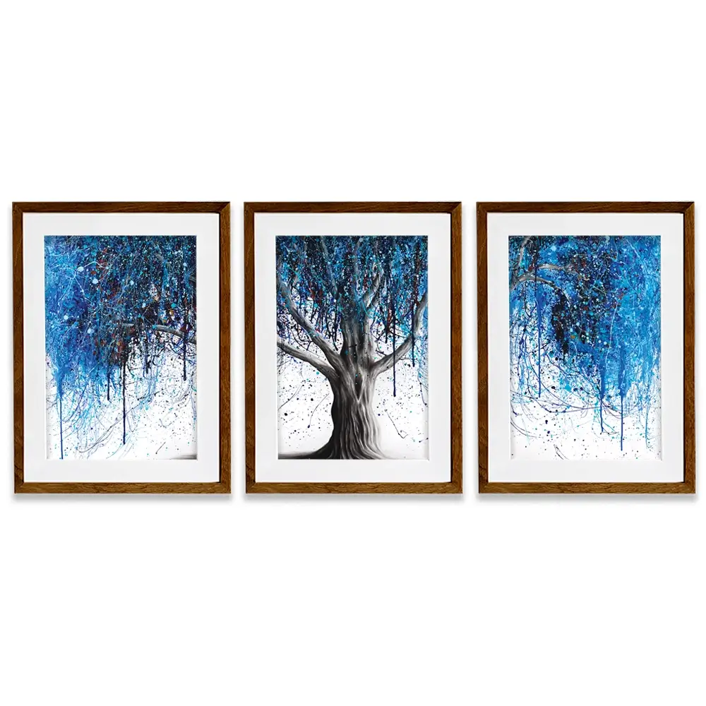 Blue Midnight Tree Framed Art Print Trio Blue Midnight Tree Framed Art Print Trio wall art product Ashvin Harrison