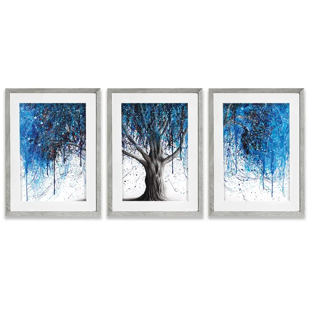 Blue Midnight Tree Framed Art Print Trio Blue Midnight Tree Framed Art Print Trio wall art product Ashvin Harrison