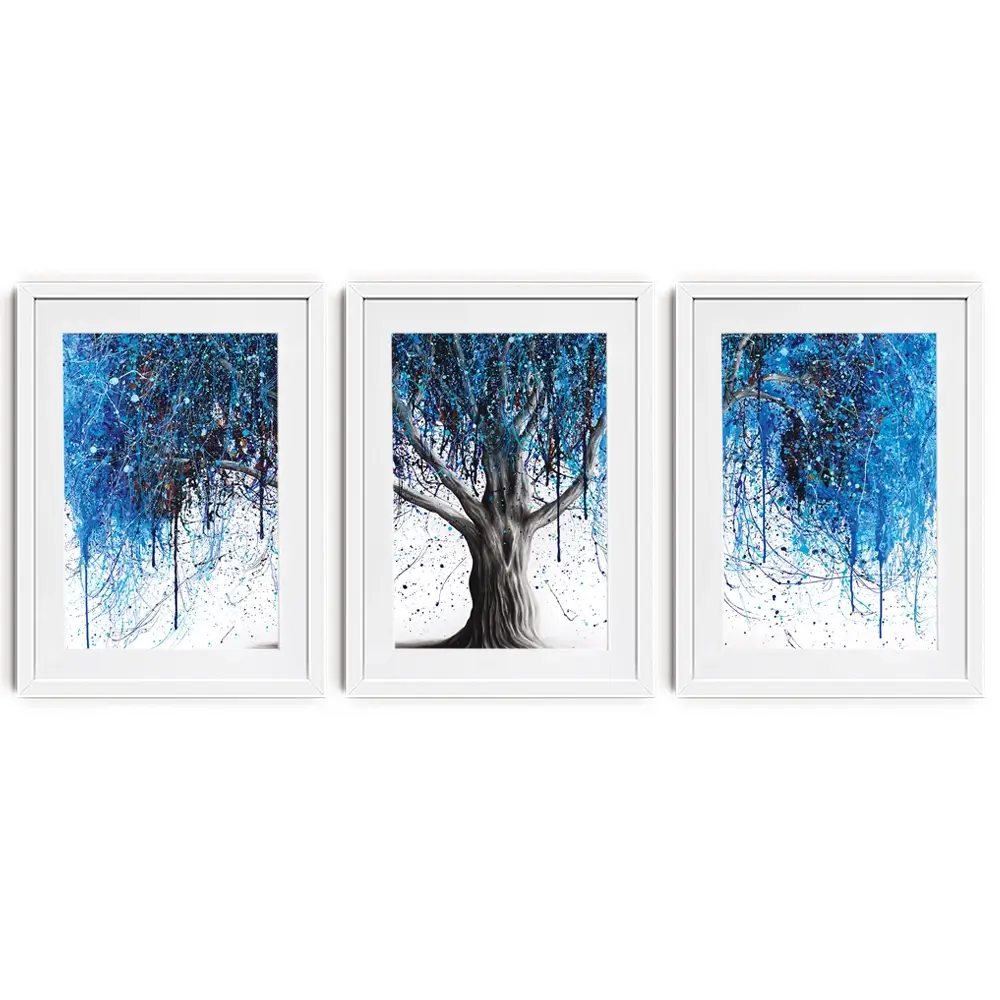Blue Midnight Tree Framed Art Print Trio Blue Midnight Tree Framed Art Print Trio wall art product Ashvin Harrison