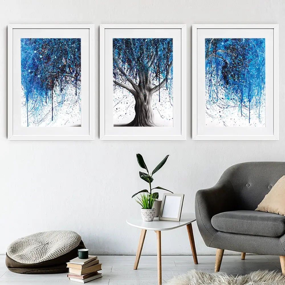 Blue Midnight Tree Framed Art Print Trio Blue Midnight Tree Framed Art Print Trio wall art product Ashvin Harrison