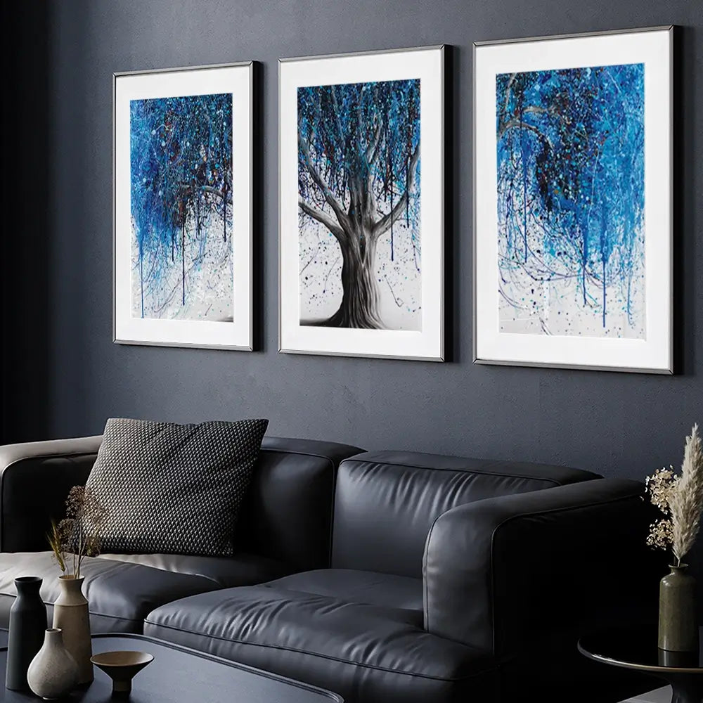 Blue Midnight Tree Framed Art Print Trio Blue Midnight Tree Framed Art Print Trio wall art product Ashvin Harrison