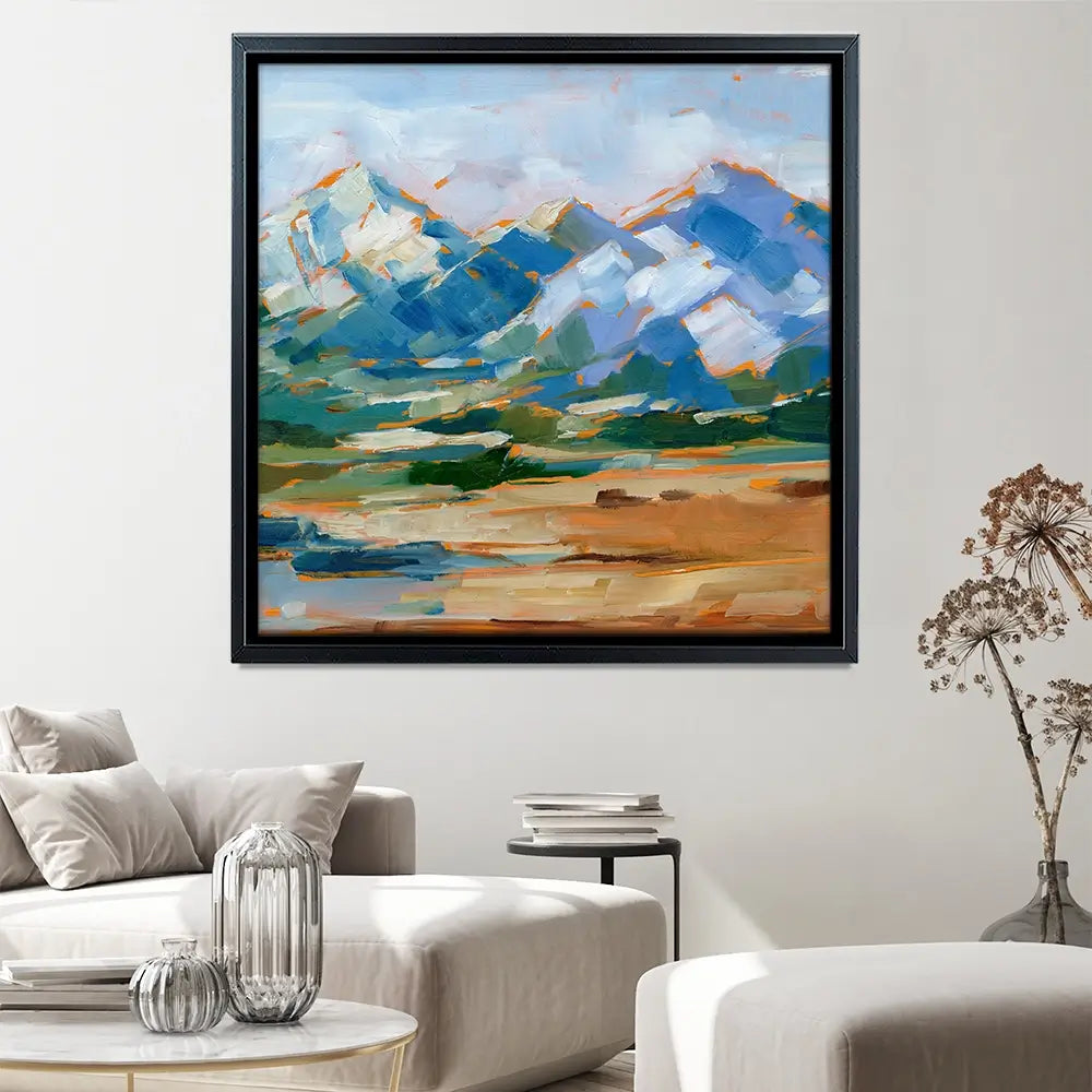 Blue Mountain Peaks Square Canvas Print Blue Mountain Peaks Square Canvas Print wall art product Art Print Shop