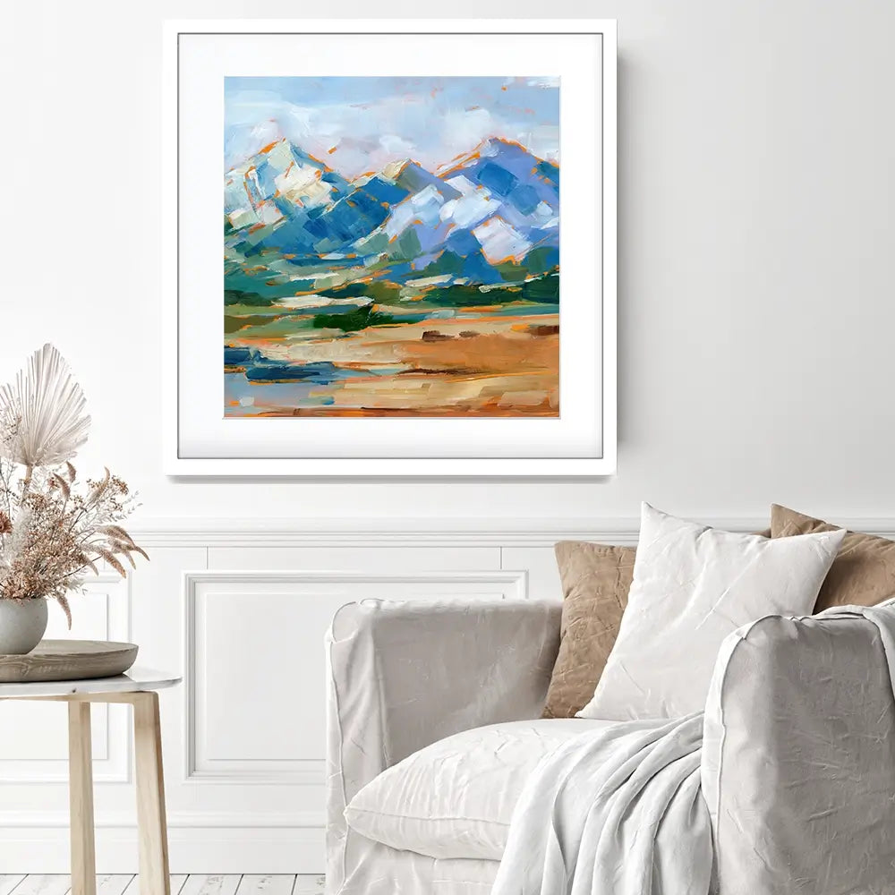 Blue Mountain Peaks Square Framed Art Print Blue Mountain Peaks Square Framed Art Print wall art product Art Print Shop