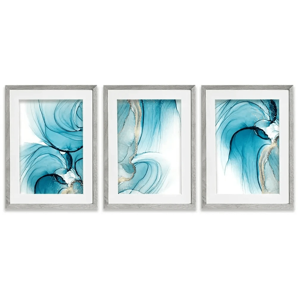 Blue Opulence Framed Art Print Trio Blue Opulence Framed Art Print Trio wall art product Svetolk / Shutterstock