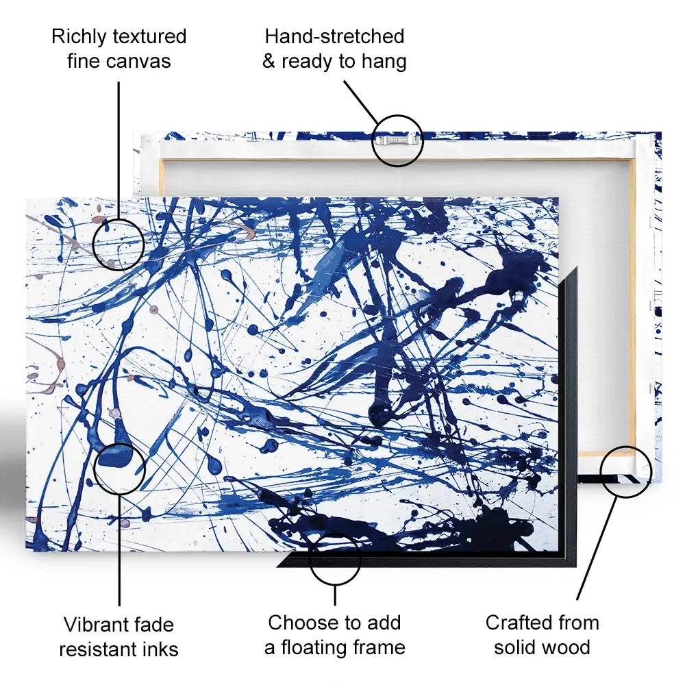 Blue Paint Spatter Oversized Canvas Print Blue Paint Spatter Oversized Canvas Print wall art product Nataliya Sdobnikova / Shutterstock