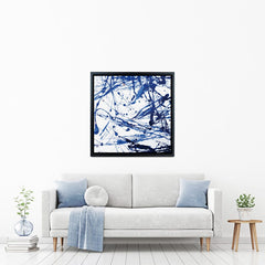 Blue Paint Spatter Square Canvas Print wall art product Nataliya Sdobnikova / Shutterstock