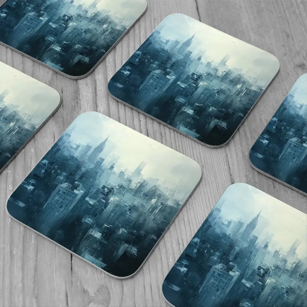 Blue Skyscrapers Coaster Set Blue Skyscrapers Coaster Set wall art product Tanya Ocean