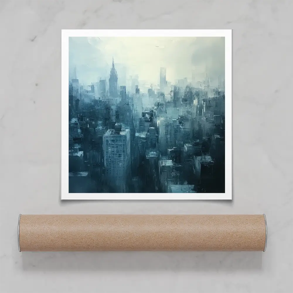 Blue Skyscrapers Square Art Print Blue Skyscrapers Square Art Print wall art product Tanya Ocean