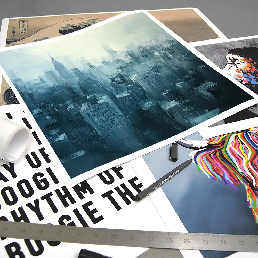 Blue Skyscrapers Square Art Print Blue Skyscrapers Square Art Print wall art product Tanya Ocean