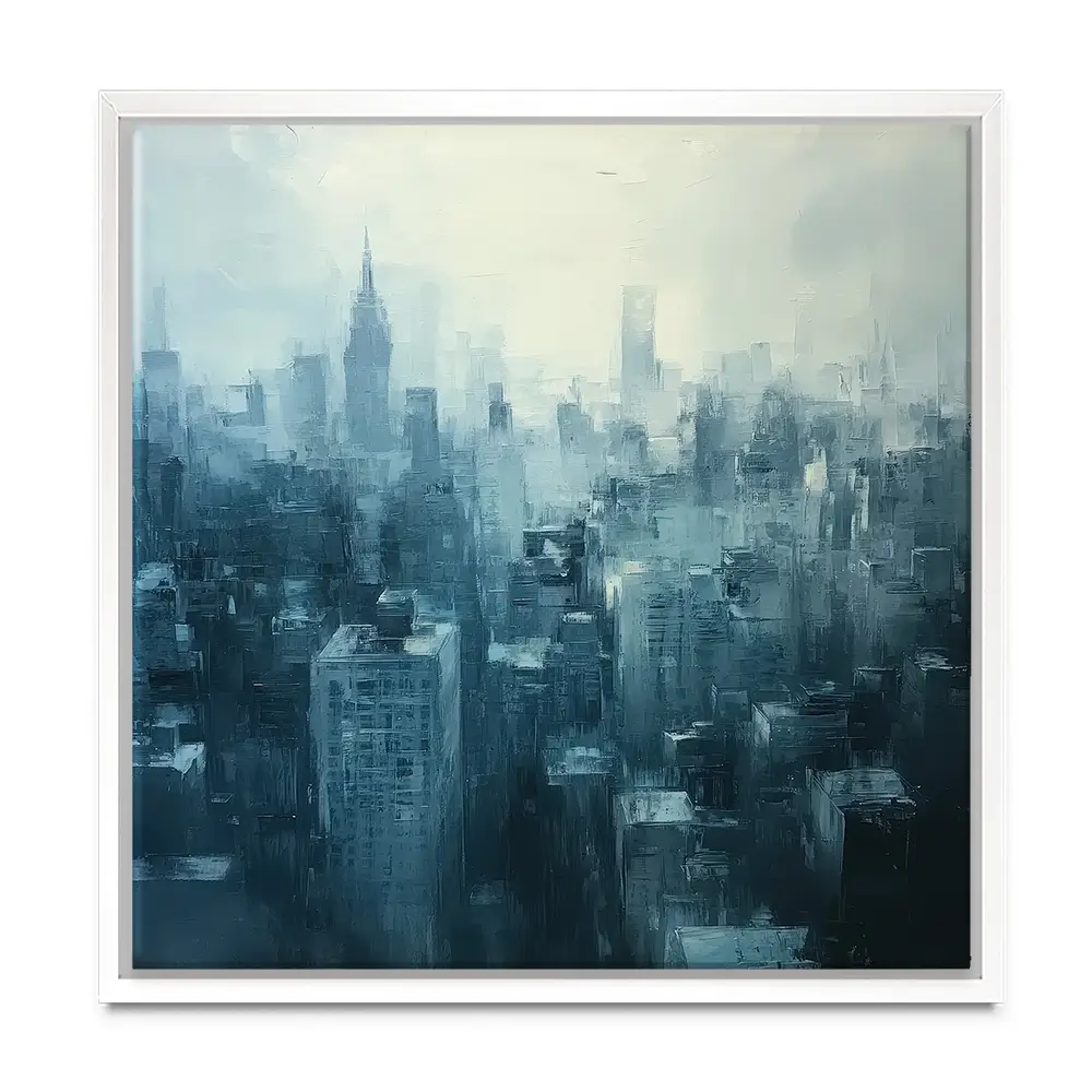 Blue Skyscrapers Square Canvas Print Blue Skyscrapers Square Canvas Print wall art product Tanya Ocean