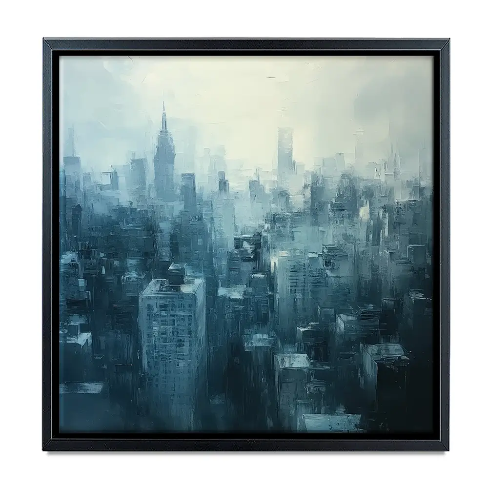 Blue Skyscrapers Square Canvas Print Blue Skyscrapers Square Canvas Print wall art product Tanya Ocean