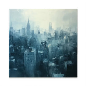 Blue Skyscrapers Square Canvas Print Blue Skyscrapers Square Canvas Print wall art product Tanya Ocean