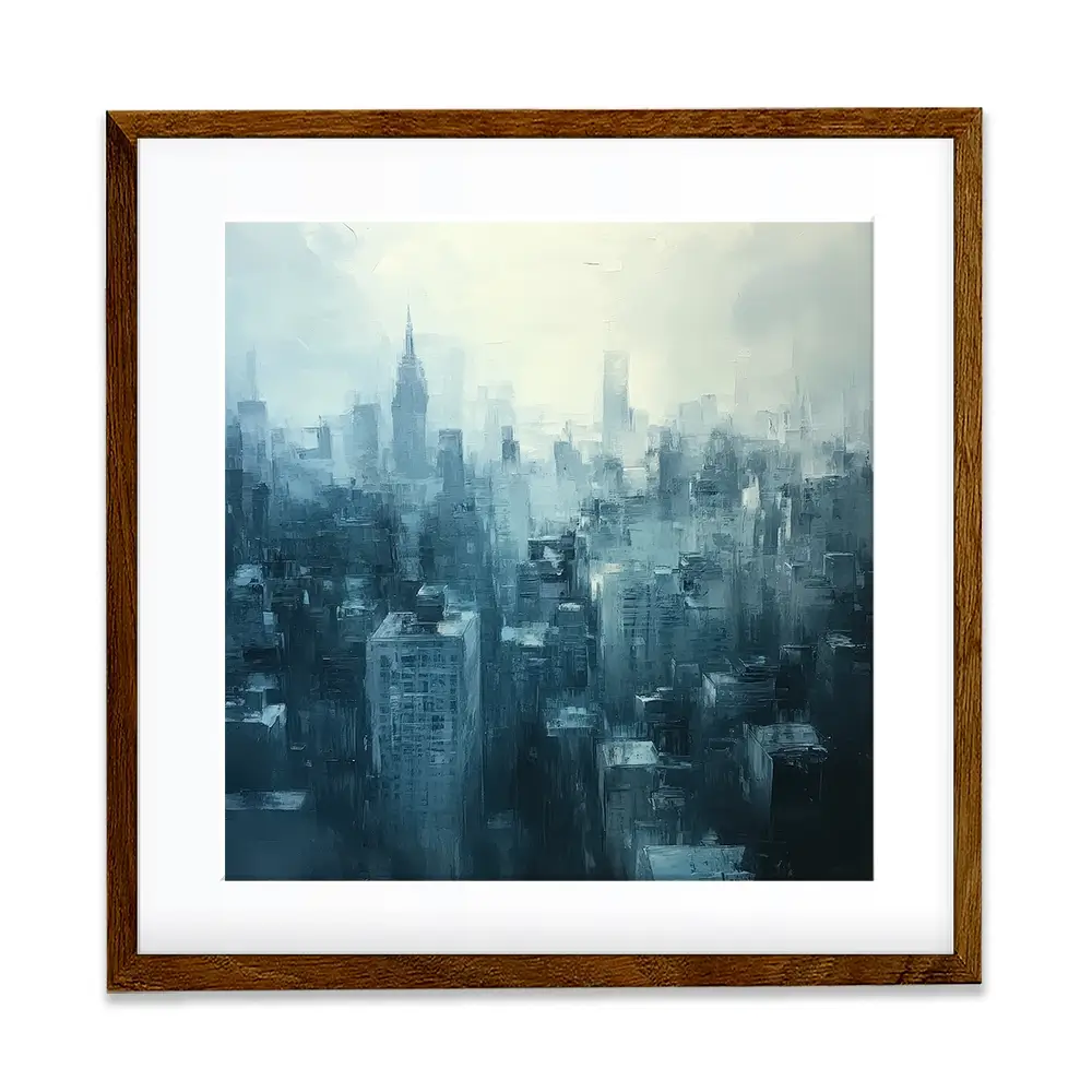 Blue Skyscrapers Square Framed Art Print Blue Skyscrapers Square Framed Art Print wall art product Tanya Ocean