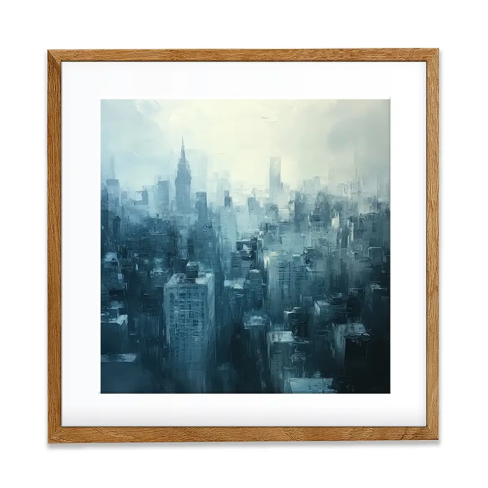 Blue Skyscrapers Square Framed Art Print Blue Skyscrapers Square Framed Art Print wall art product Tanya Ocean