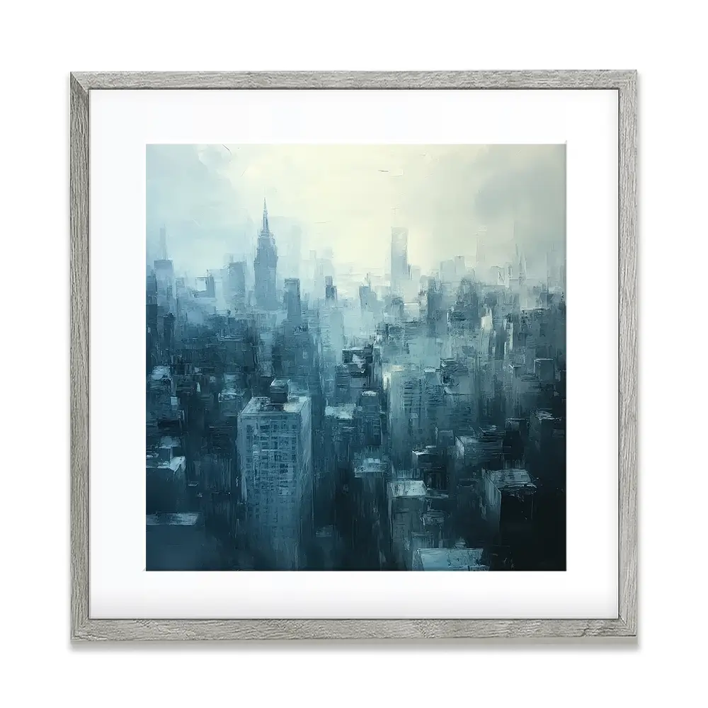 Blue Skyscrapers Square Framed Art Print Blue Skyscrapers Square Framed Art Print wall art product Tanya Ocean