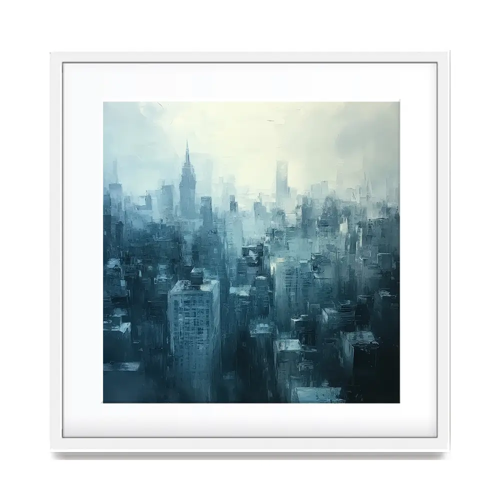 Blue Skyscrapers Square Framed Art Print Blue Skyscrapers Square Framed Art Print wall art product Tanya Ocean