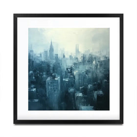 Blue Skyscrapers Square Framed Art Print Blue Skyscrapers Square Framed Art Print wall art product Tanya Ocean