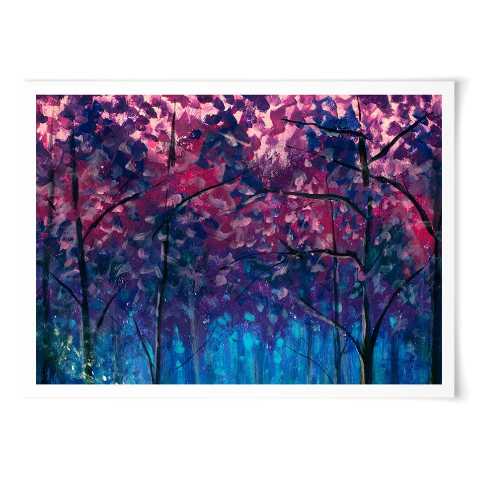 Blue Violet Trees Art Print wall art product / Shutterstock