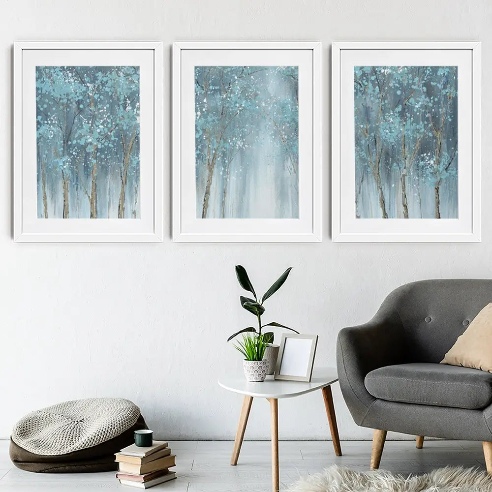 Blue Woods Framed Art Print Trio Blue Woods Framed Art Print Trio wall art product CHENYU ARTS / Shutterstock