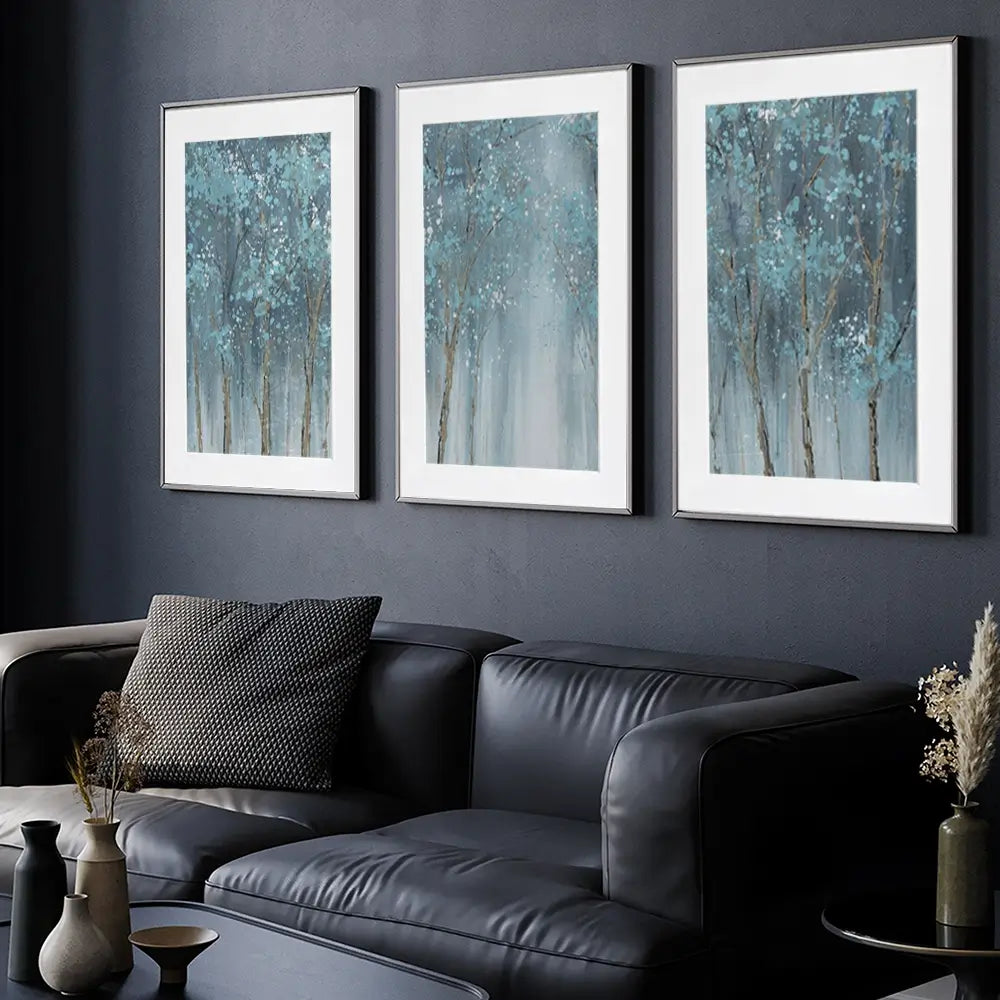 Blue Woods Framed Art Print Trio Blue Woods Framed Art Print Trio wall art product CHENYU ARTS / Shutterstock