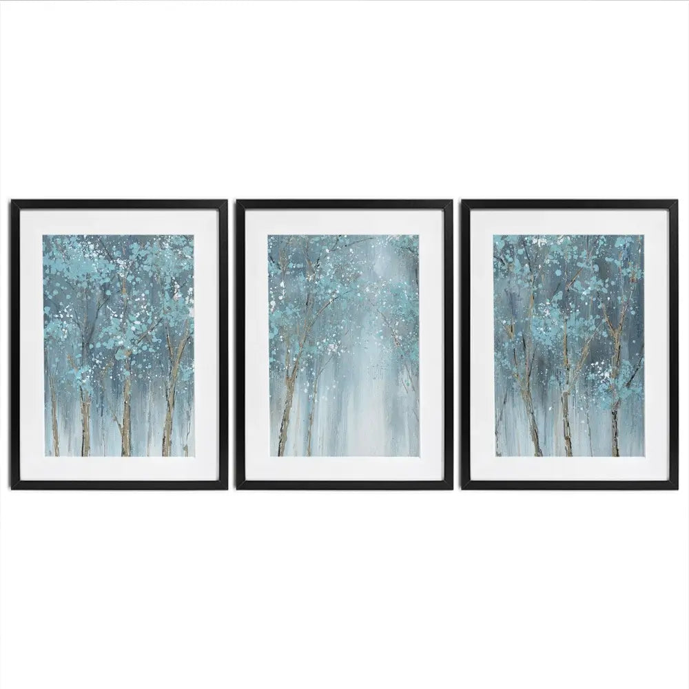 Blue Woods Framed Art Print Trio Blue Woods Framed Art Print Trio wall art product CHENYU ARTS / Shutterstock