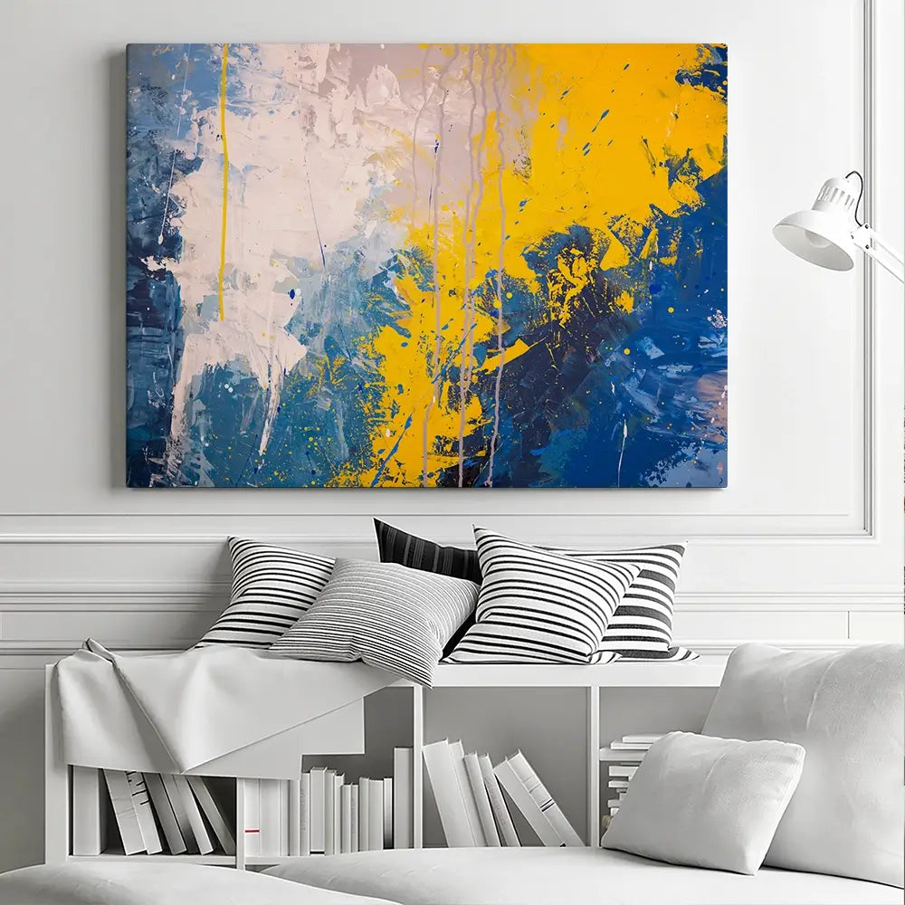 Blue Yellow Blitz Canvas Print Blue Yellow Blitz Canvas Print wall art product Art Print Shop