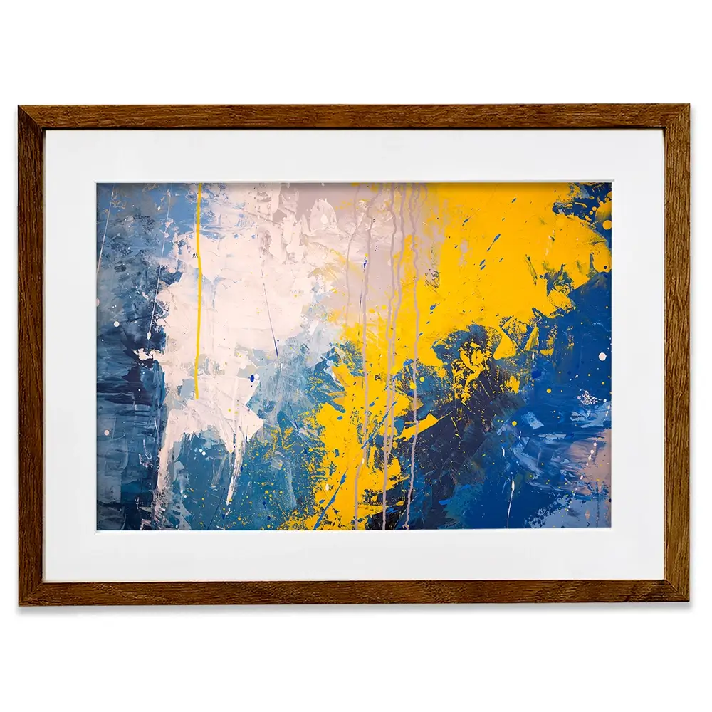 Blue Yellow Blitz Framed Art Print Blue Yellow Blitz Framed Art Print wall art product Art Print Shop