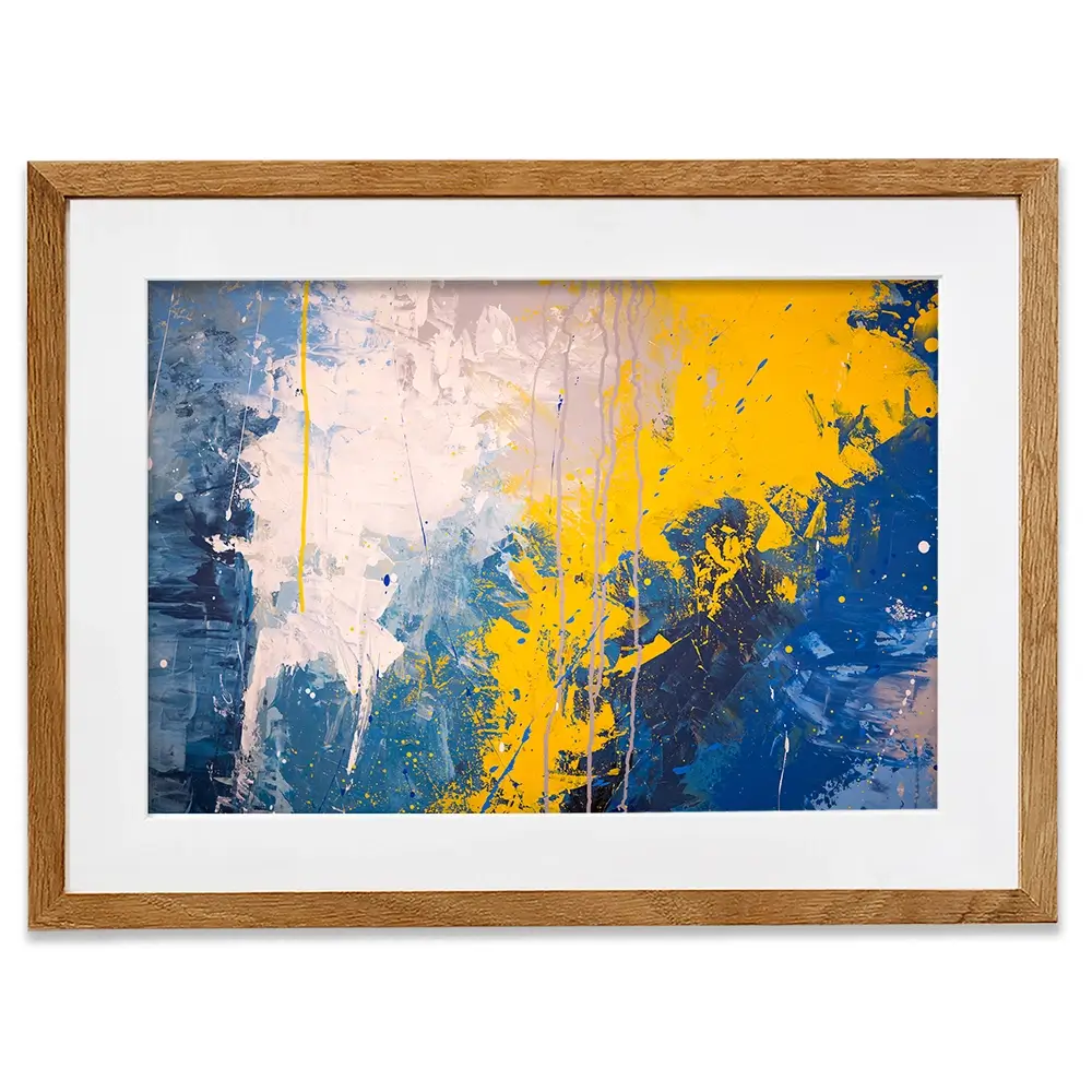 Blue Yellow Blitz Framed Art Print Blue Yellow Blitz Framed Art Print wall art product Art Print Shop