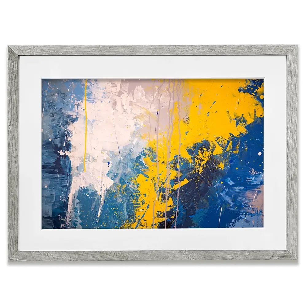 Blue Yellow Blitz Framed Art Print Blue Yellow Blitz Framed Art Print wall art product Art Print Shop