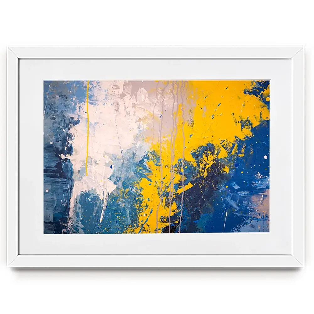 Blue Yellow Blitz Framed Art Print Blue Yellow Blitz Framed Art Print wall art product Art Print Shop