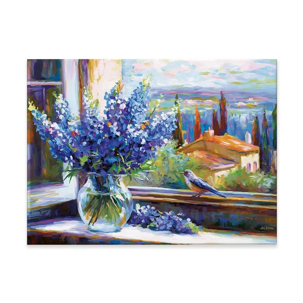 Bluebonnets By The Countryside View Canvas Print Bluebonnets By The Countryside View Canvas Print wall art product Leon Devenice