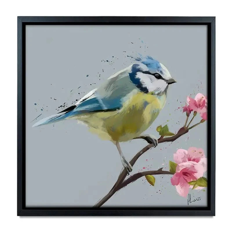 Bluetit And Flowers Canvas Print Bluetit And Flowers Canvas Print wall art product Aimee Linzi