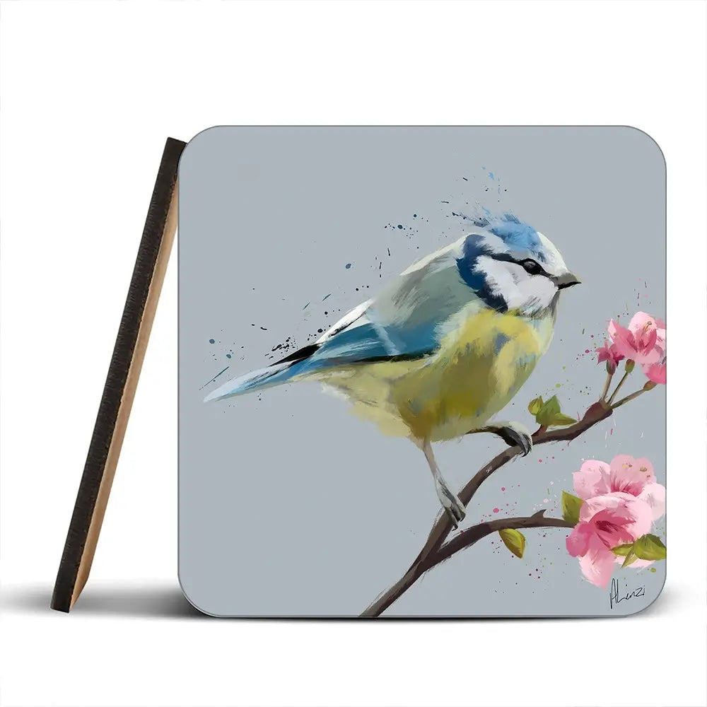 Bluetit And Flowers Coaster Set Bluetit And Flowers Coaster Set wall art product Aimee Linzi