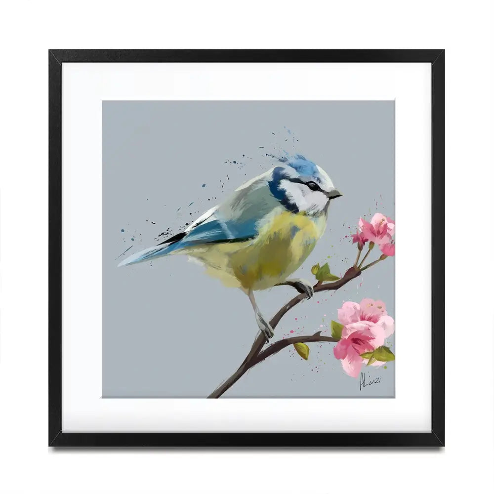 Bluetit And Flowers Framed Art Print Bluetit And Flowers Framed Art Print wall art product Aimee Linzi