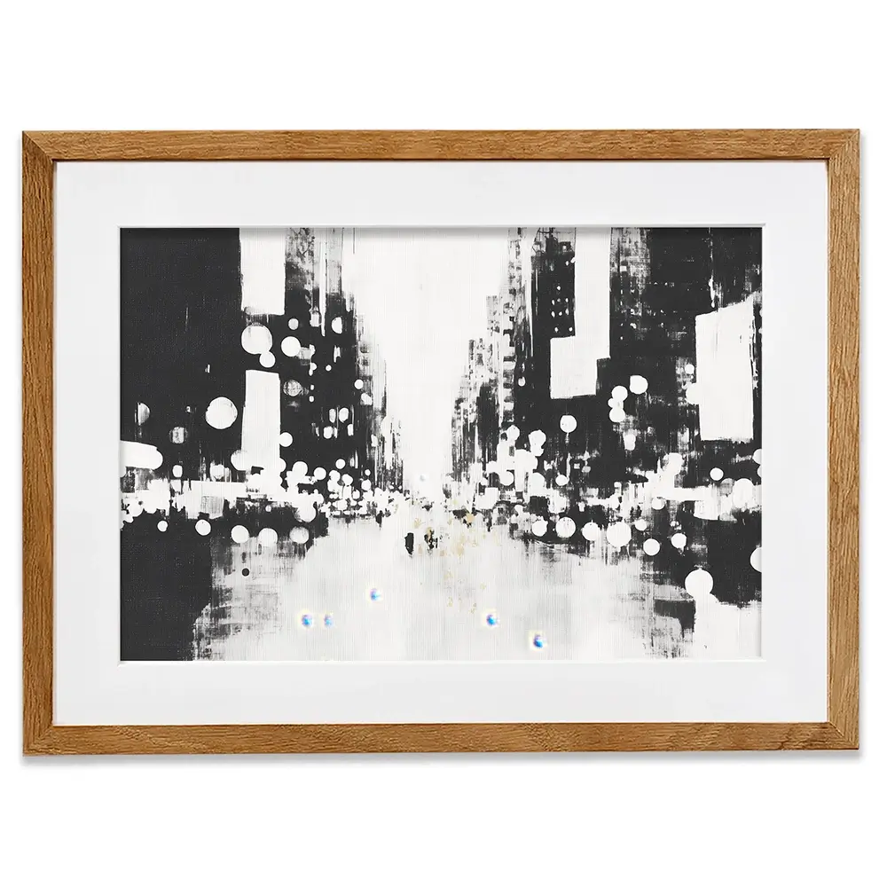 Blurred City Lights Framed Art Print Blurred City Lights Framed Art Print wall art product Chromatic Storm Studio