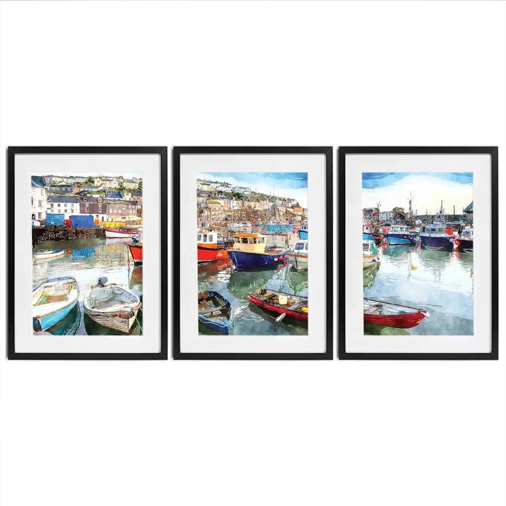 Boat Harbour Framed Art Print Trio Boat Harbour Framed Art Print Trio wall art product Helen Hotson / Shutterstock