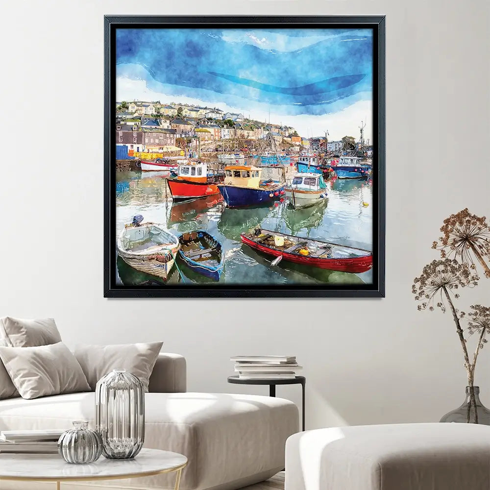 Boat Harbour Square Canvas Print Boat Harbour Square Canvas Print wall art product Helen Hotson / Shutterstock