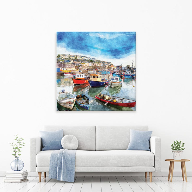 Boat Harbour Square Canvas Print wall art product Helen Hotson / Shutterstock