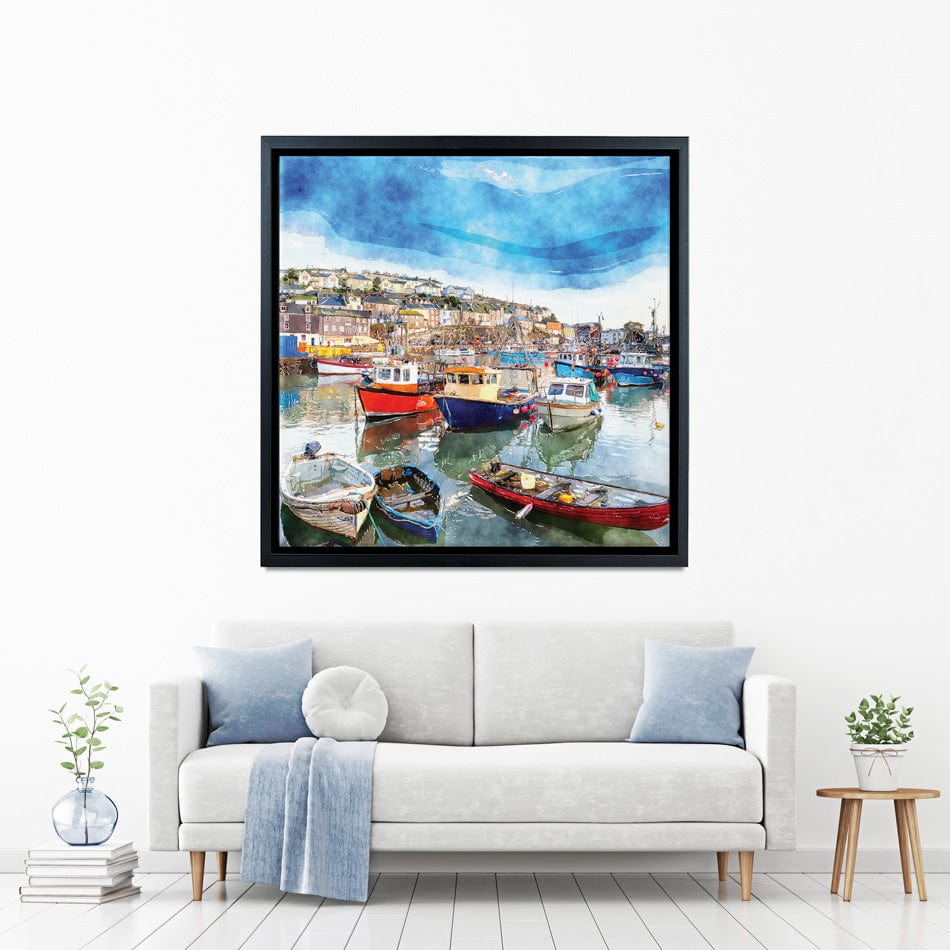 Boat Harbour Square Canvas Print wall art product Helen Hotson / Shutterstock