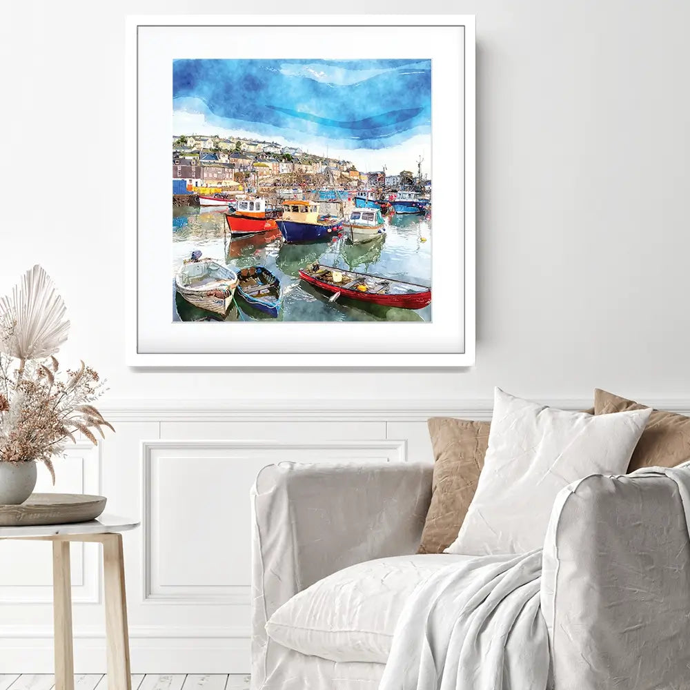 Boat Harbour Square Framed Art Print Boat Harbour Square Framed Art Print wall art product Helen Hotson / Shutterstock
