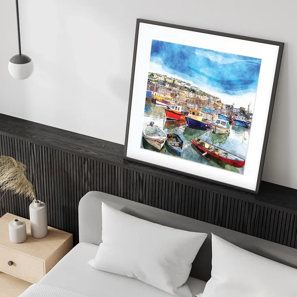 Boat Harbour Square Framed Art Print Boat Harbour Square Framed Art Print wall art product Helen Hotson / Shutterstock