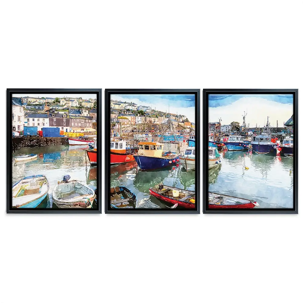 Boat Harbour Trio Canvas Print Boat Harbour Trio Canvas Print wall art product Helen Hotson / Shutterstock