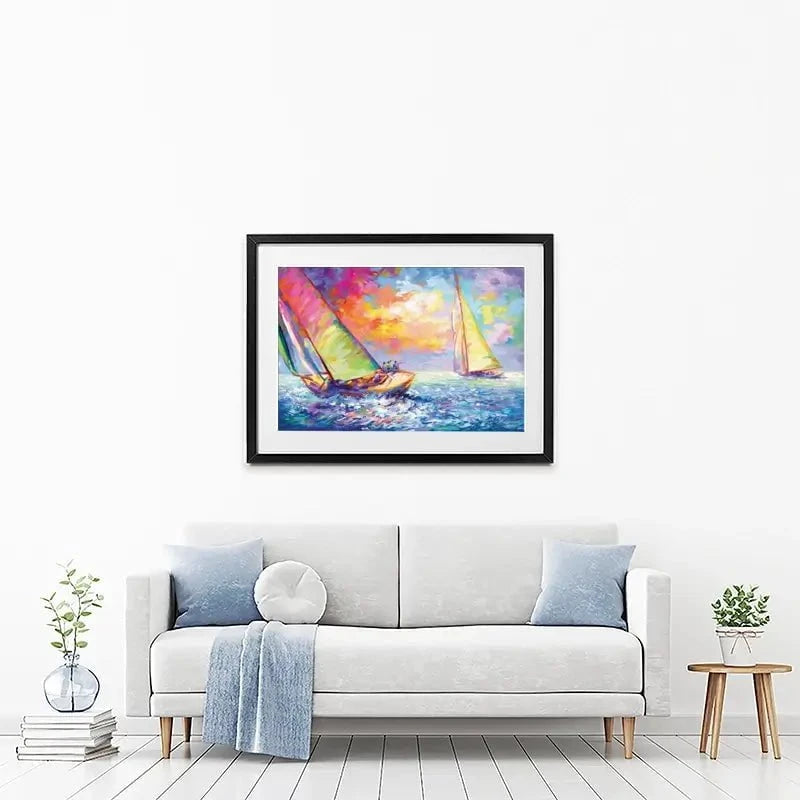 Boat Racing Framed Art Print Boat Racing Framed Art Print wall art product Leon Devenice