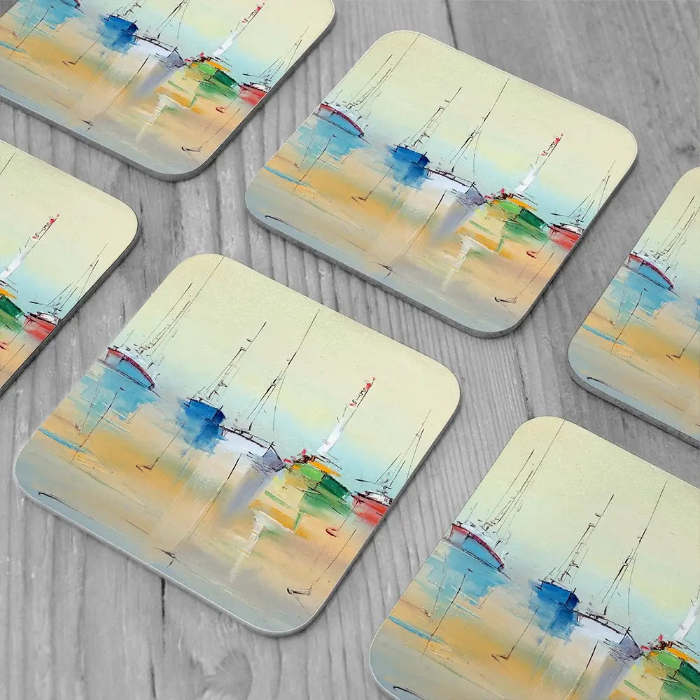 Boats From Afar Coaster Set Boats From Afar Coaster Set wall art product Oleksandr Bodnar / Shutterstock
