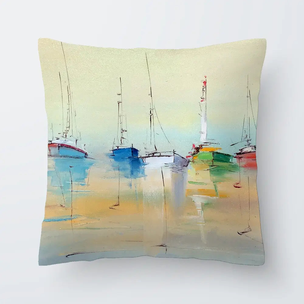 Boats From Afar Cushion Boats From Afar Cushion wall art product Oleksandr Bodnar / Shutterstock
